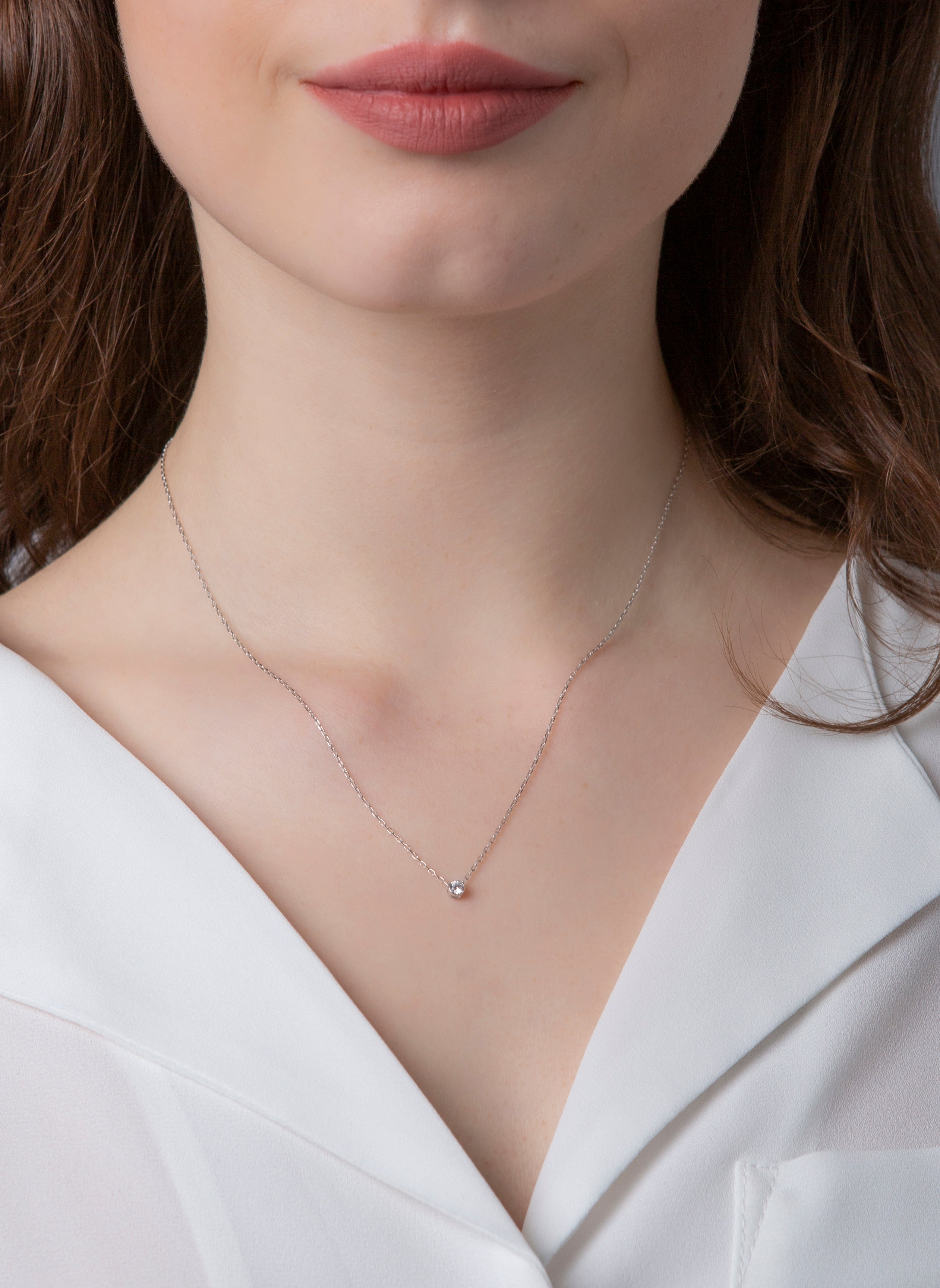 Solitaire Collier Weißgold 18kt 0,1ct