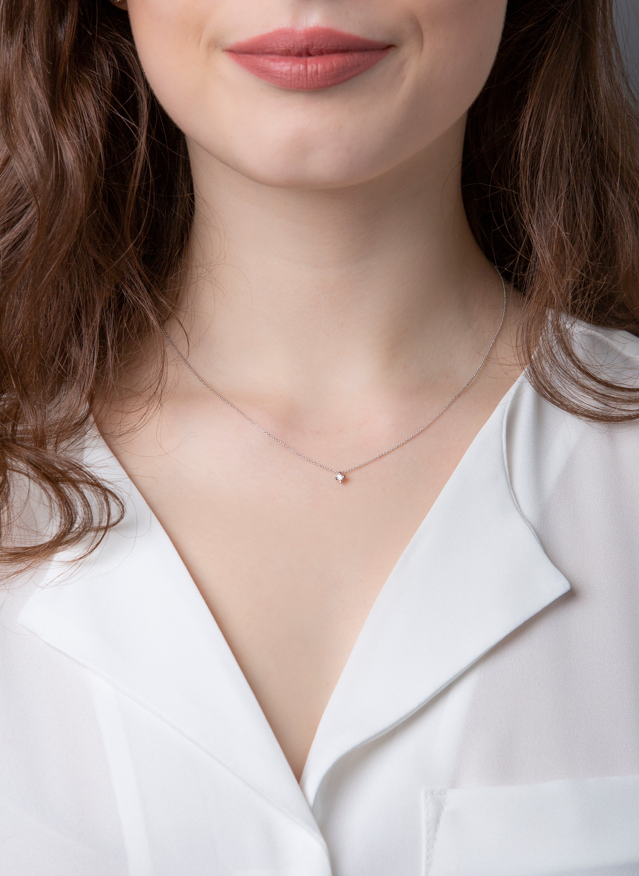 Solitaire Collier Weißgold 18kt 0,05ct
