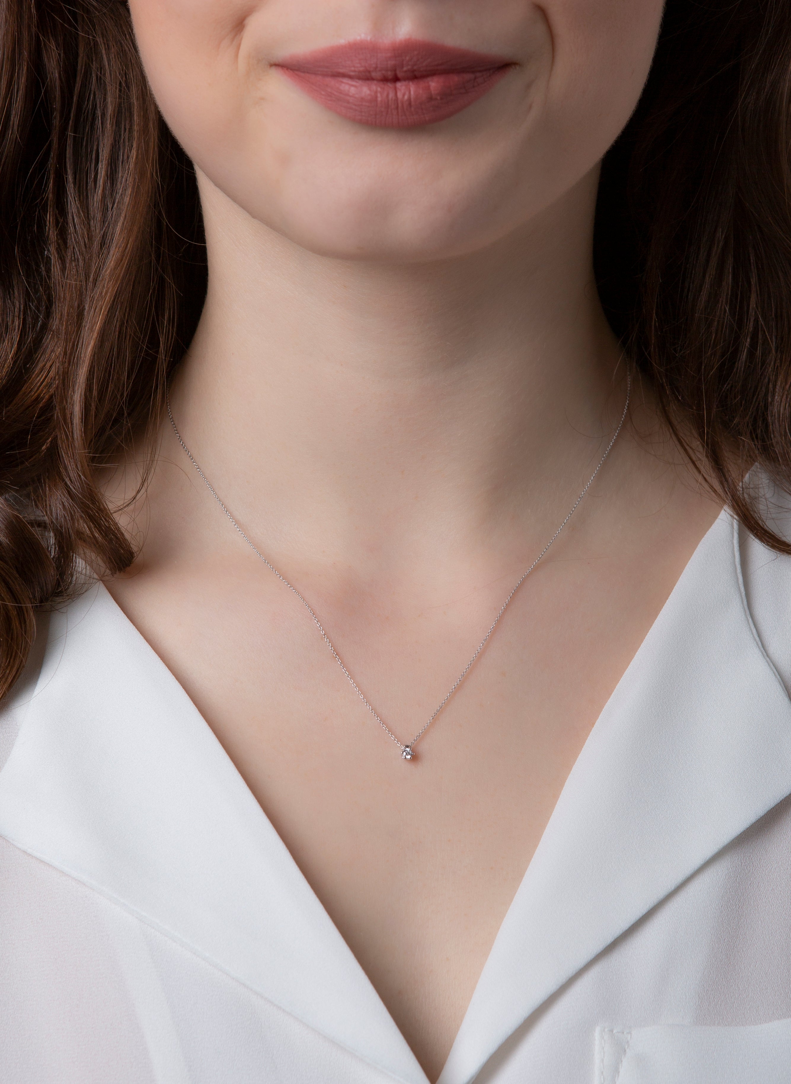 Solitaire Collier Weißgold 18kt 0,05ct