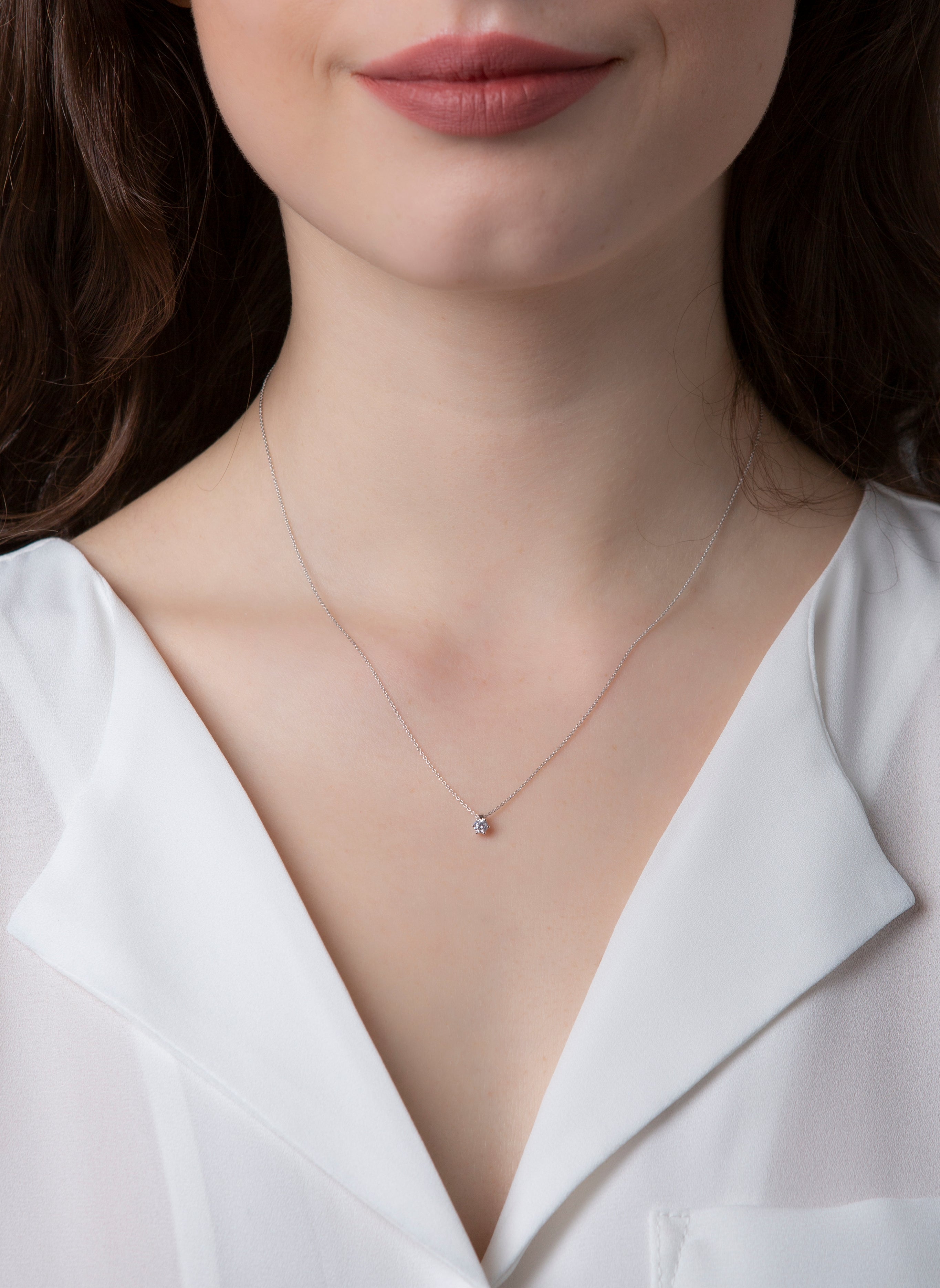Solitaire Collier Weißgold 18kt 0,1ct