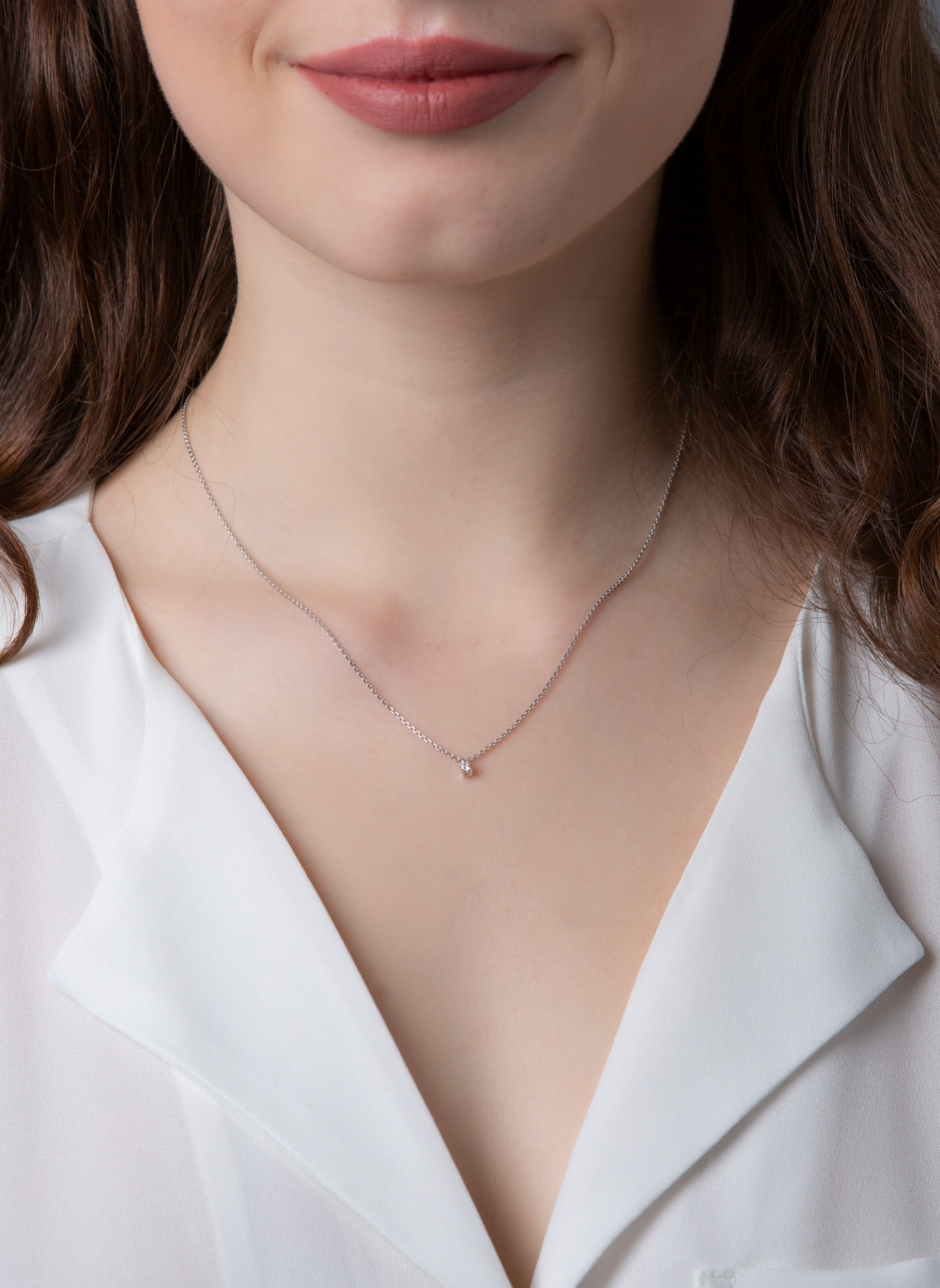 Solitaire Collier Weißgold 18kt 0,05ct