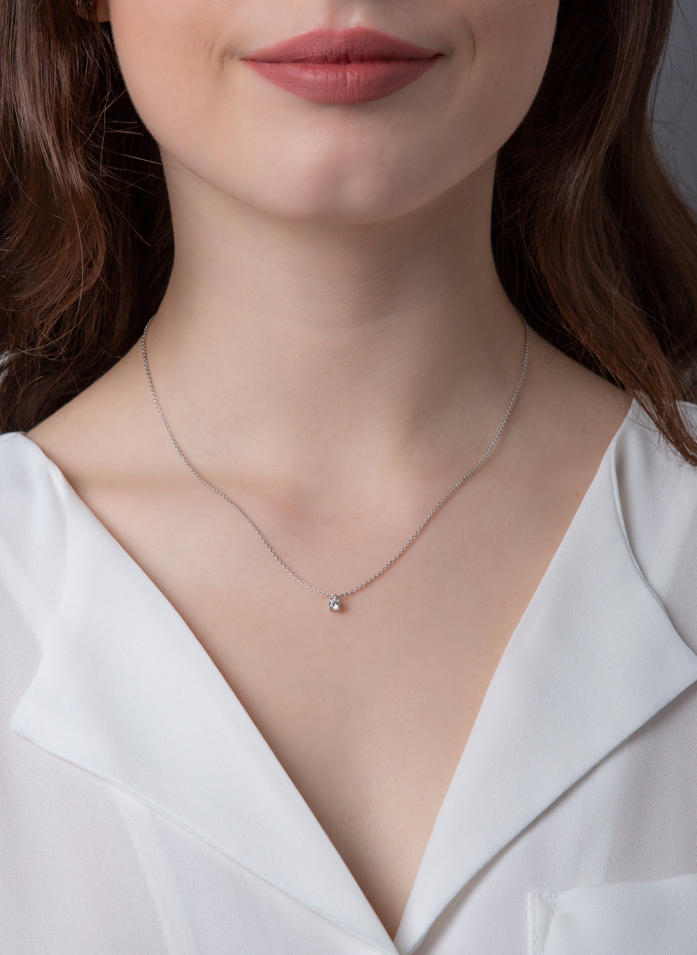 Solitaire Collier Weißgold 18kt 0,15ct