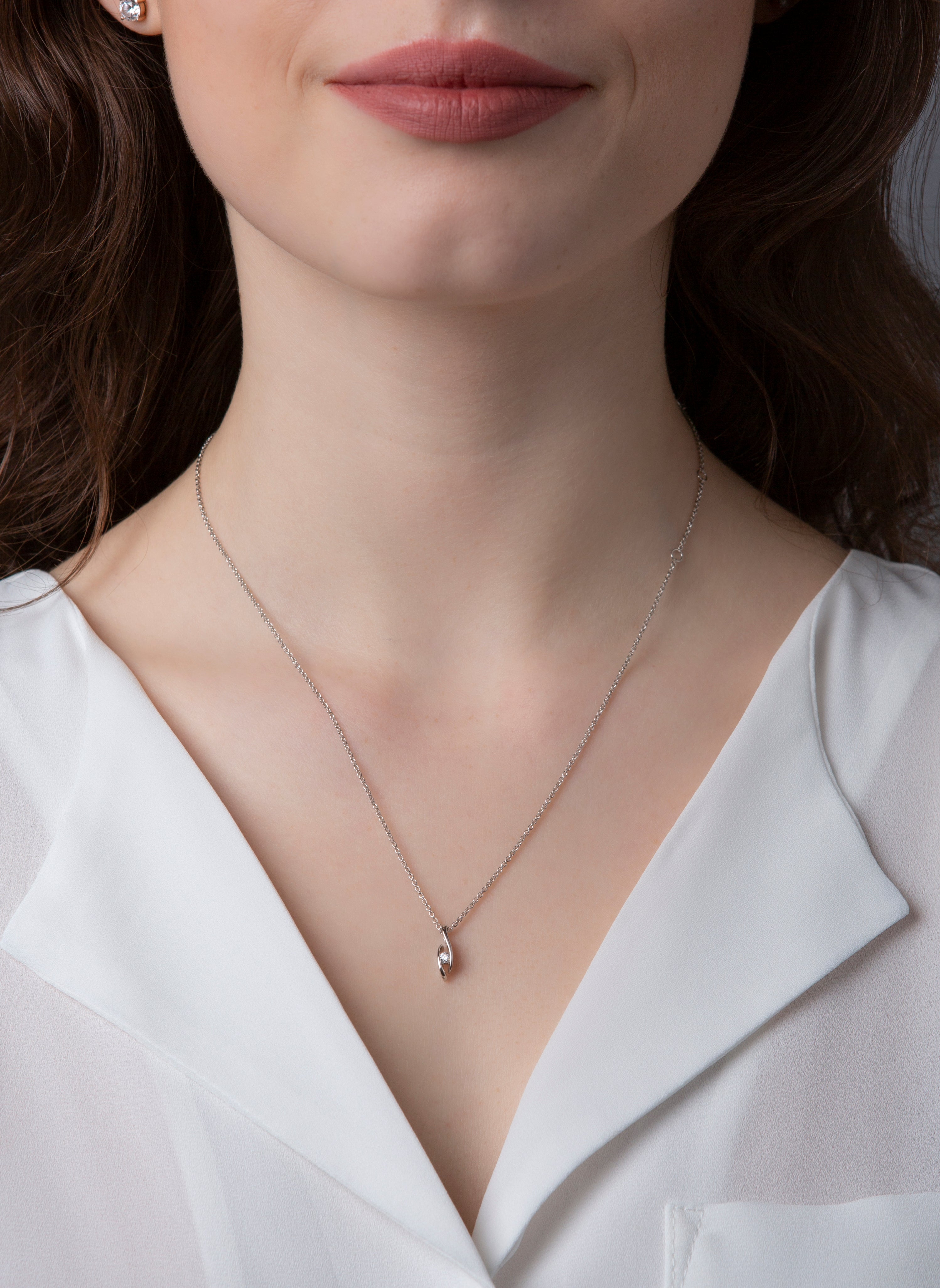 Solitaire Collier Weißgold 14kt 0,05ct