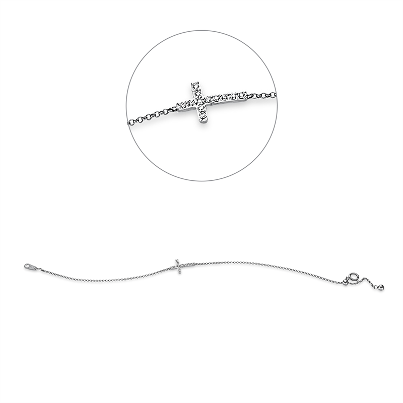 Kreuz Armband Weißgold 18kt 0,1ct