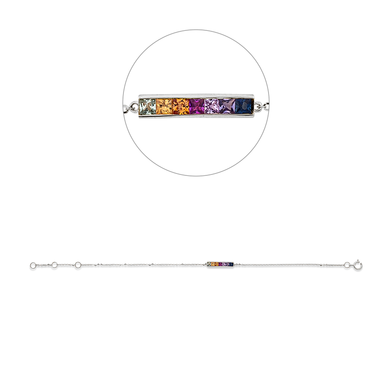 Rainbow & Multicolor Armband Weißgold 18kt