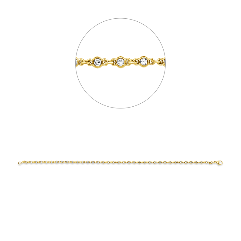 Mehrfachsteinbesatz Armband Gelbgold 18kt 0,5ct