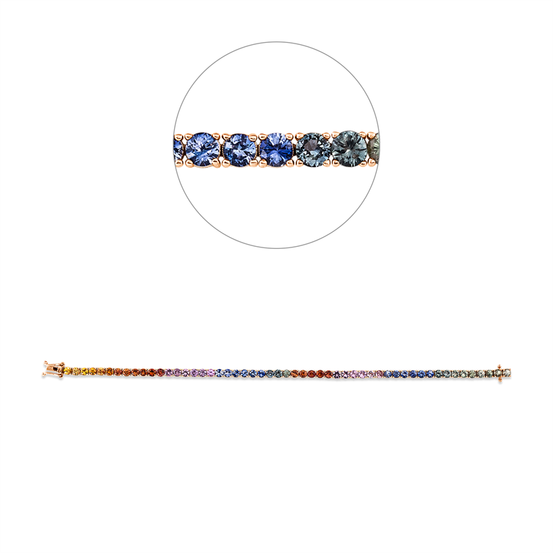 Rainbow & Multicolor Armband Rotgold / Weißgold 18kt