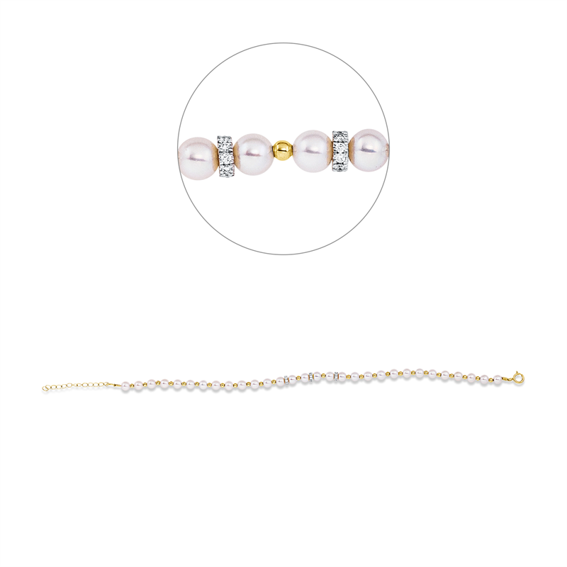 Perle Armband Gelbgold / Weißgold 18kt 0,18ct