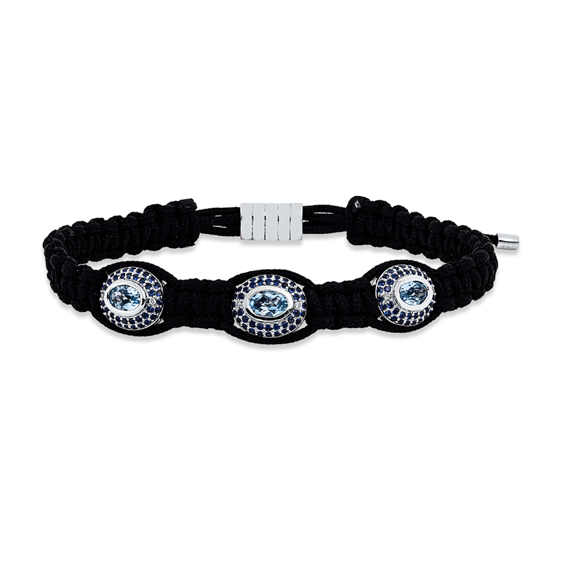 Leder- & Stoffband Armband Weißgold 18kt Ref-5G192