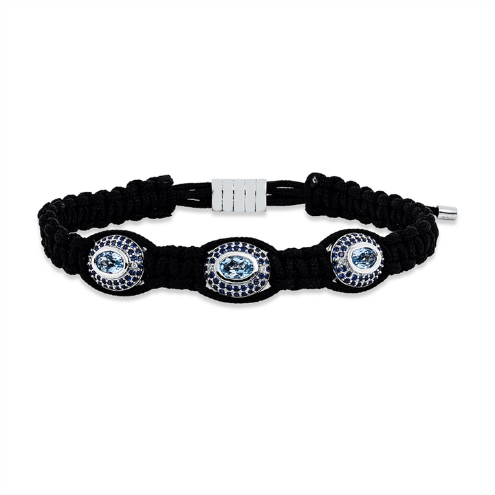 Leder- & Stoffband Armband Weißgold 18kt Ref-5G192
