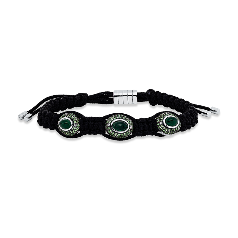Leder- & Stoffband Armband Weißgold 18kt Ref-5G193