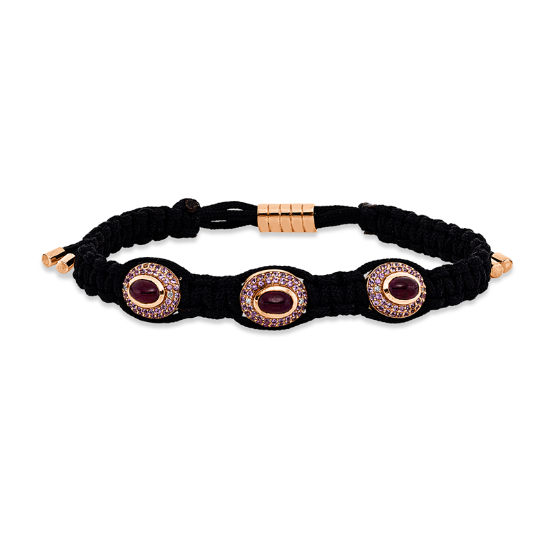 Leder- & Stoffband Armband Rotgold 18kt Ref-5G194