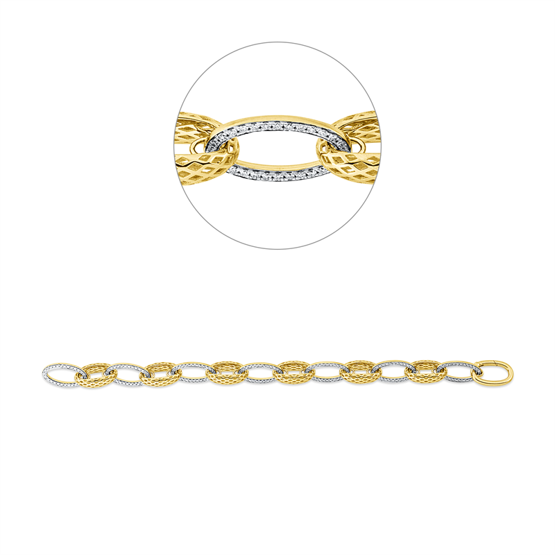 Mehrfachsteinbesatz Armband Gelbgold / Weißgold 14kt 1,32ct