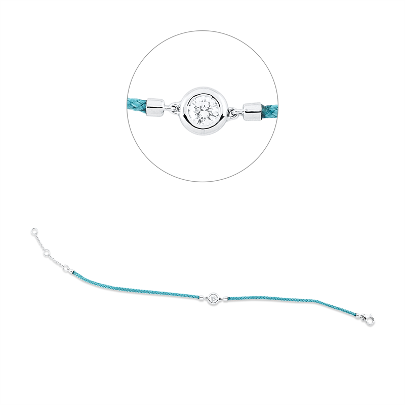 Leder- & Stoffband Armband Weißgold 18kt 0,19ct