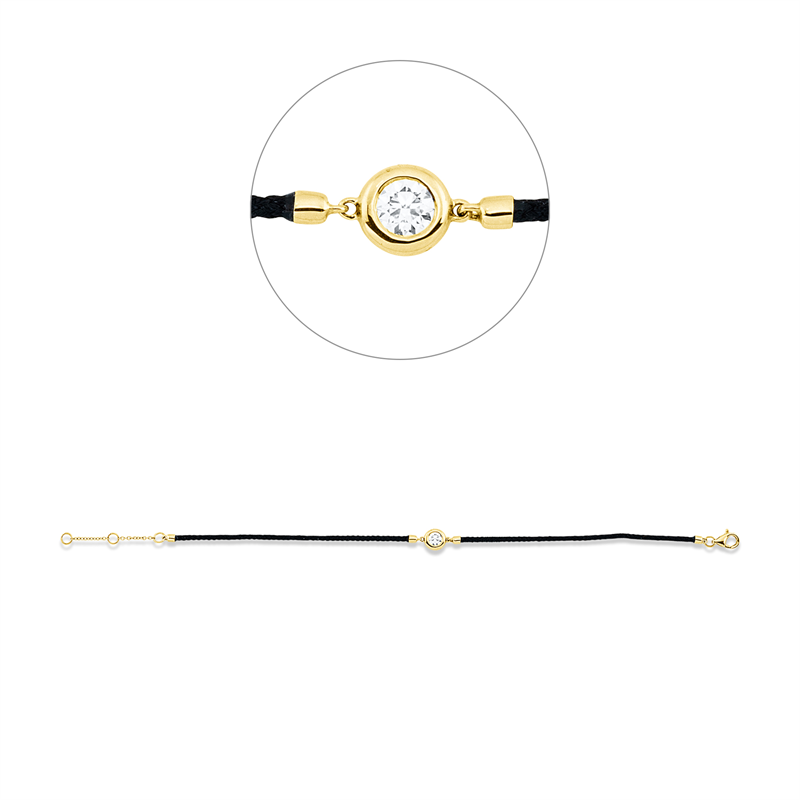 Leder- & Stoffband Armband Gelbgold 18kt 0,2ct