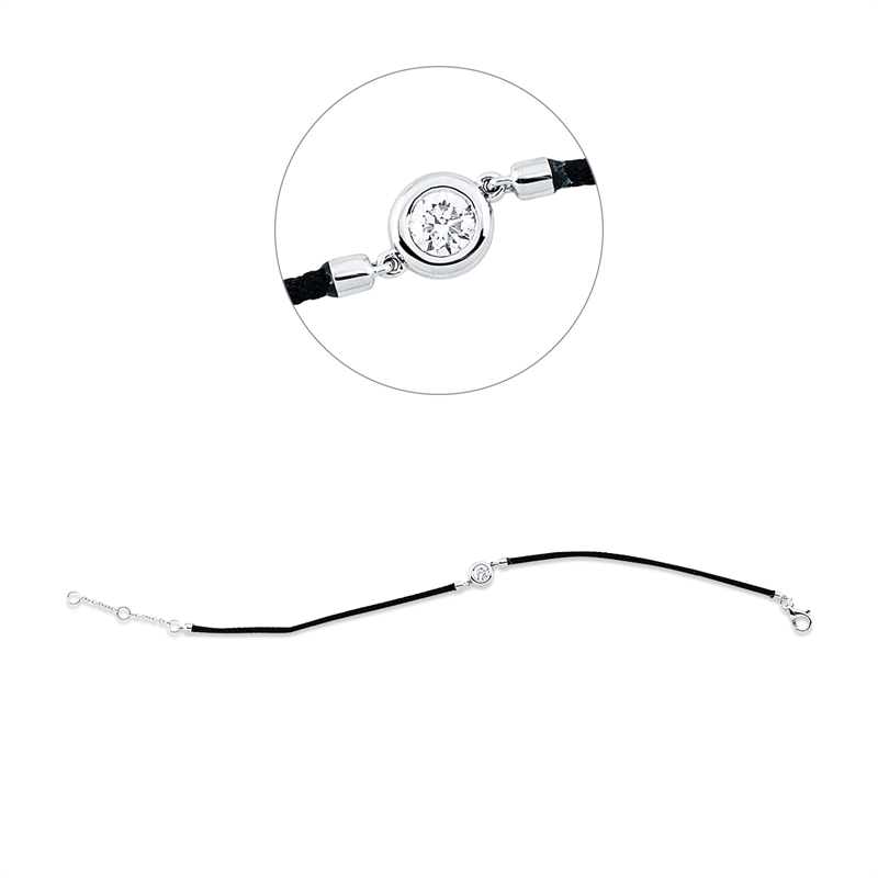 Leder- & Stoffband Armband Gelbgold 18kt 0,2ct