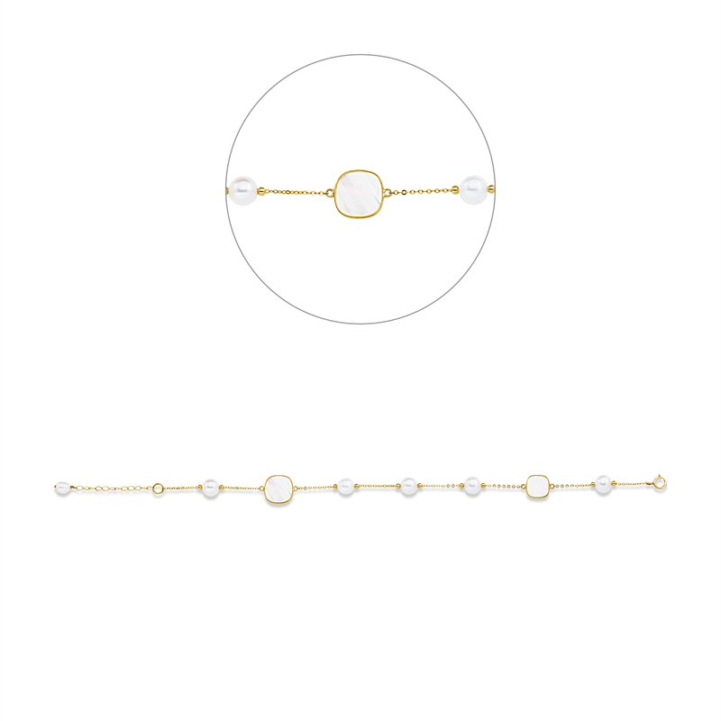 Perle Armband Gelbgold 18kt