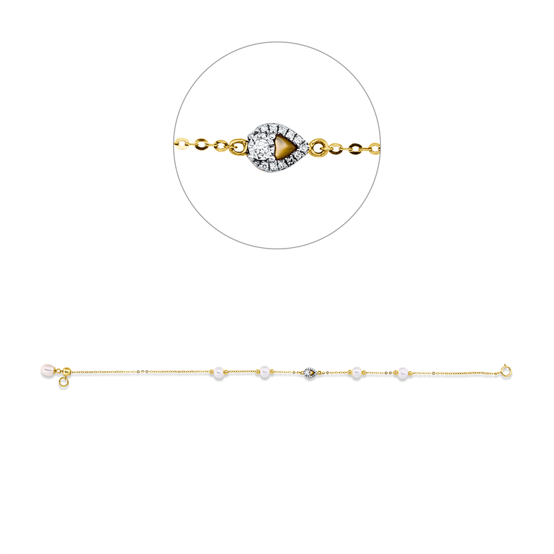 Perle Armband Gelbgold 18kt 0,04ct