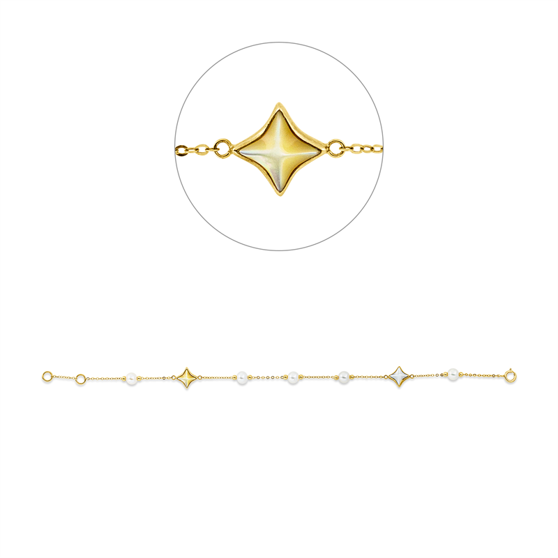 Perle Armband Gelbgold 18kt