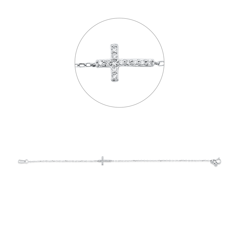 Kreuz Armband Weißgold 18kt 0,1ct