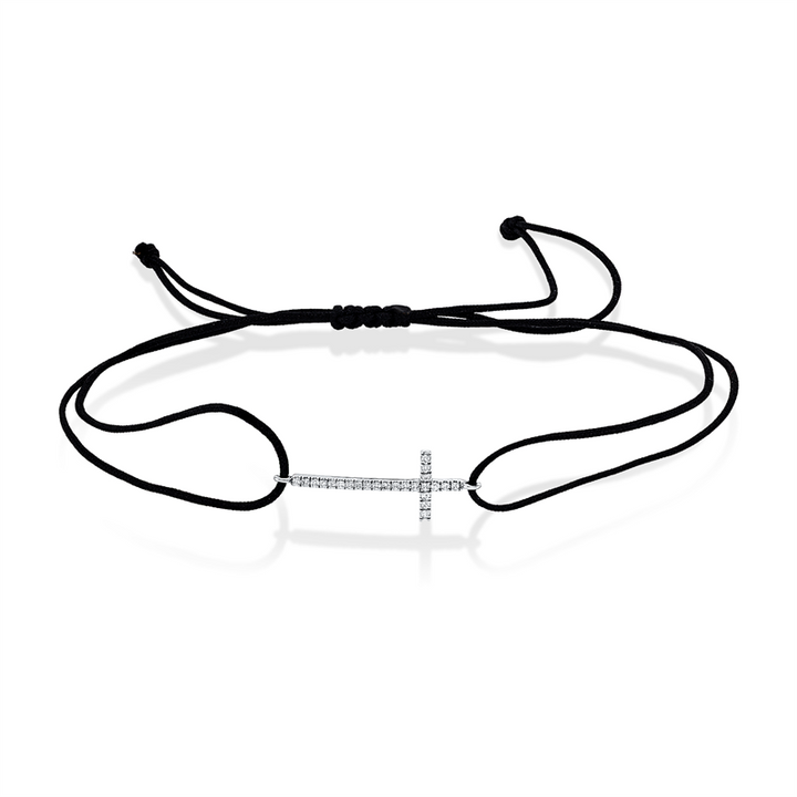 Leder- & Stoffband Armband Weißgold 14kt Ref-5G672