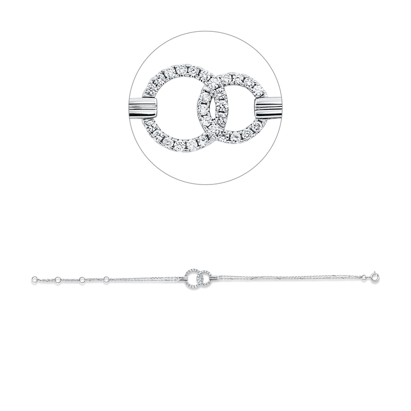 Mehrfachsteinbesatz Armband Weißgold 18kt 0,24ct