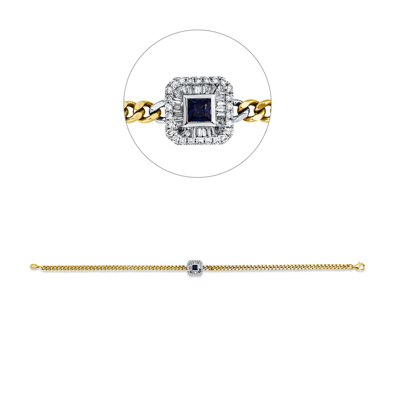 Farbstein Classic Armband Gelbgold / Weißgold 18kt 0,24ct