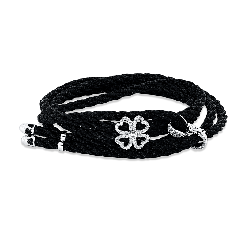 Leder- & Stoffband Armband Weißgold 18kt 0,52ct