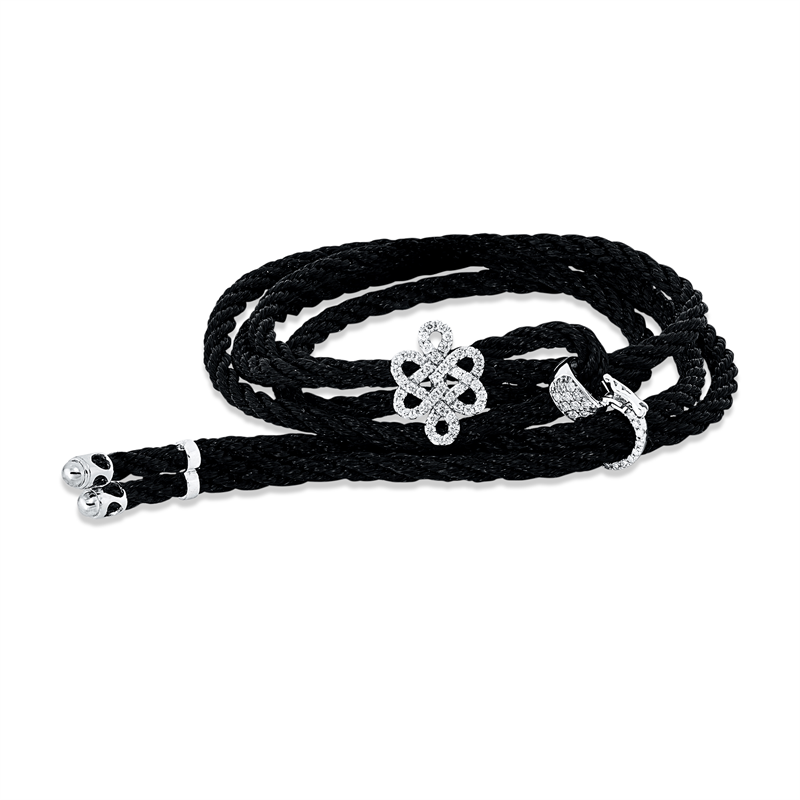 Leder- & Stoffband Armband Weißgold 18kt 0,44ct
