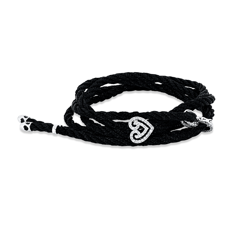 Leder- & Stoffband Armband Weißgold 18kt 0,41ct