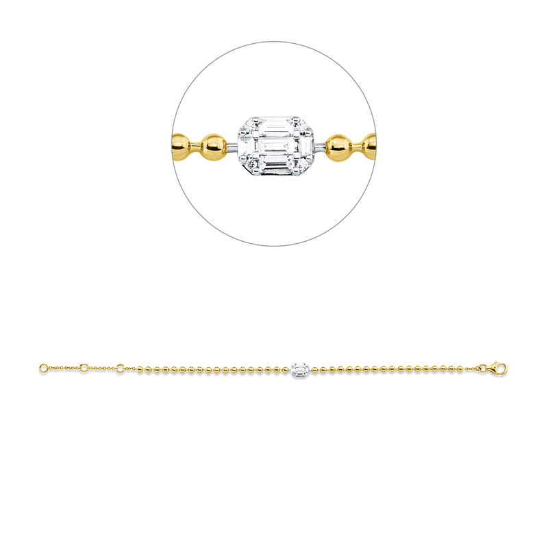 Baguette Armband Gelbgold / Weißgold 18kt 0,24ct
