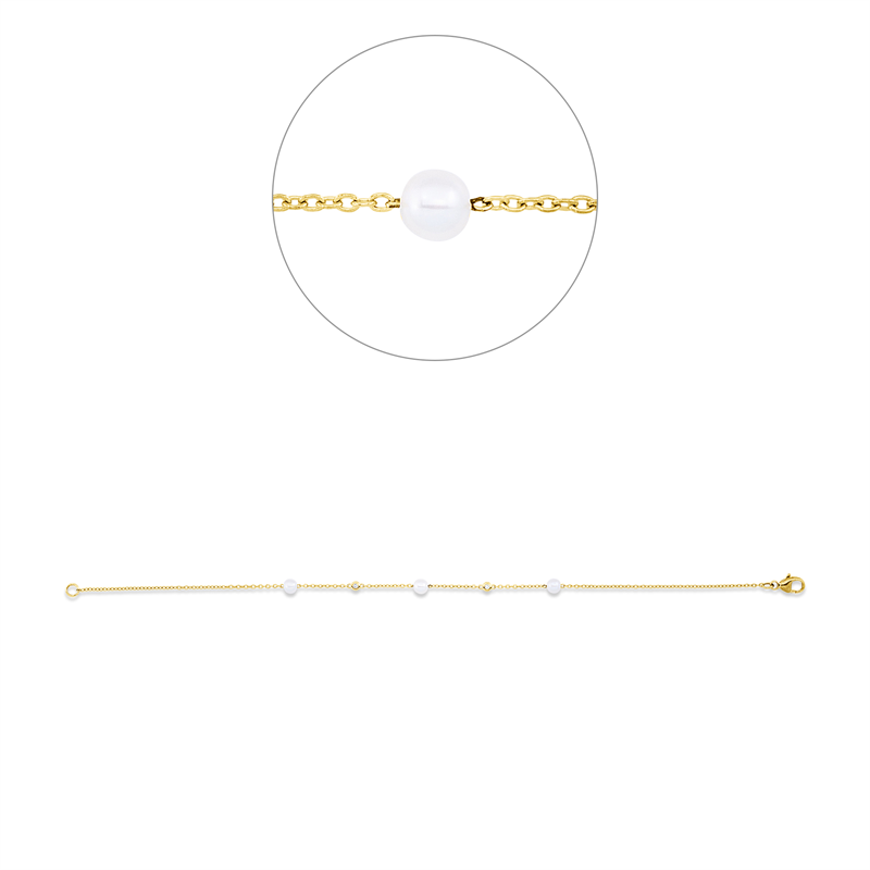 Perle Armband Gelbgold 18kt 0,06ct