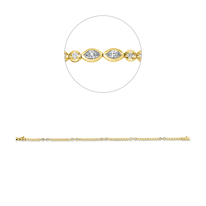 Mehrfachsteinbesatz Armband Gelbgold 18kt 1,1ct