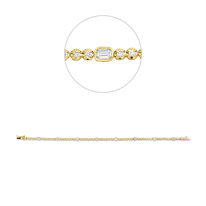 Baguette Armband Gelbgold / Weißgold 18kt Ref-5G864