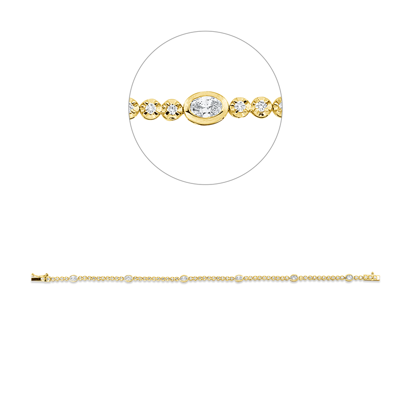 Mehrfachsteinbesatz Armband Gelbgold 18kt 1,15ct