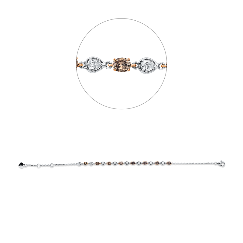 Farbiger Diamant Armband Weißgold 18kt Ref-5G990