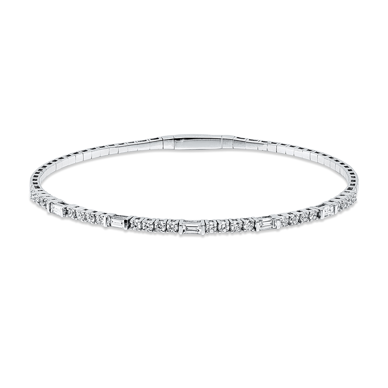 Baguette Armreif Weißgold 18kt 0,83ct